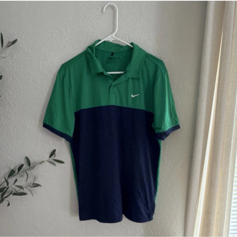 Nike Men’s Green and Navy Color Block Polo